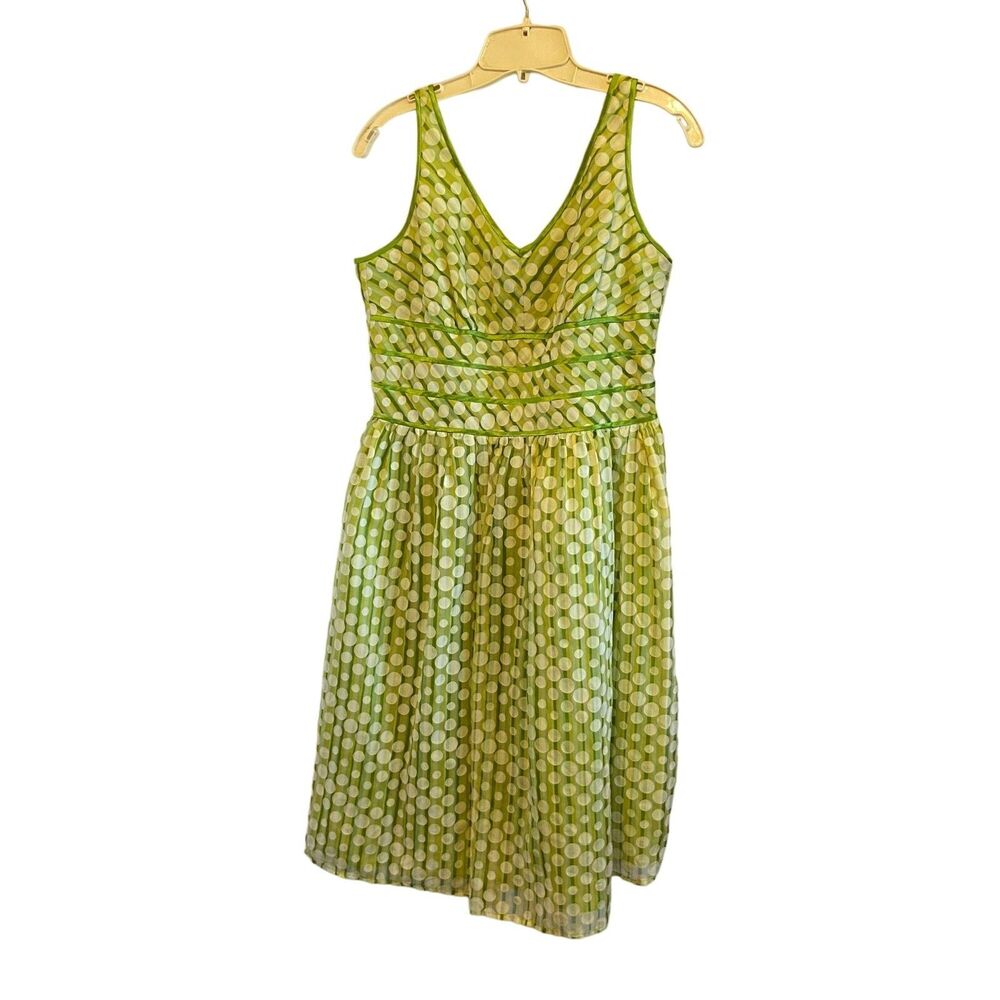 #7473 Robbie Bee Vintage Green polka dot sleeveless dress Size 10P